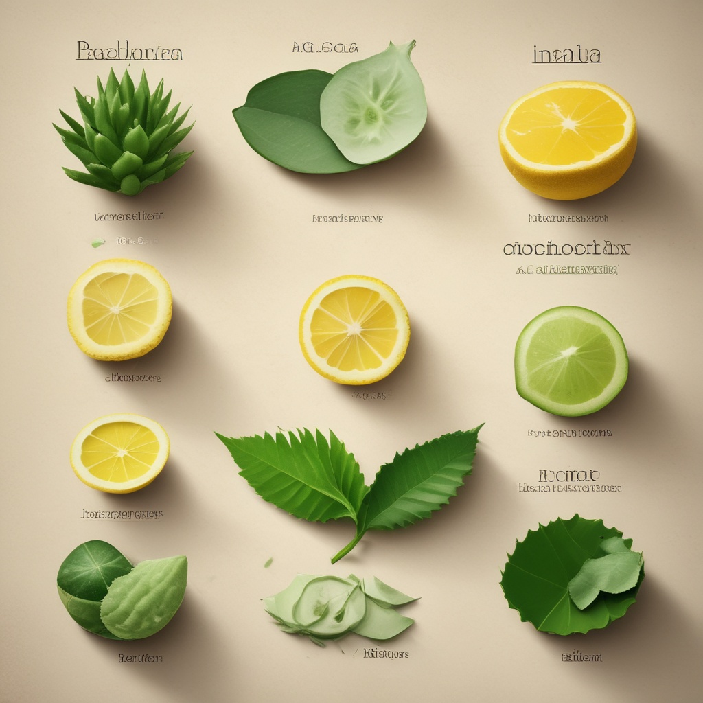 Ingredients showing 5 elements like lemon, aloe vera etc.