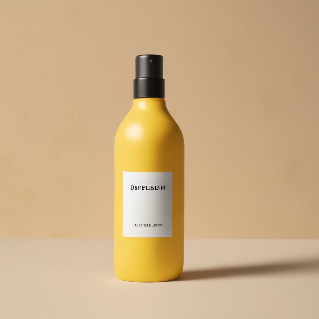 Main product bottle with a yellow background